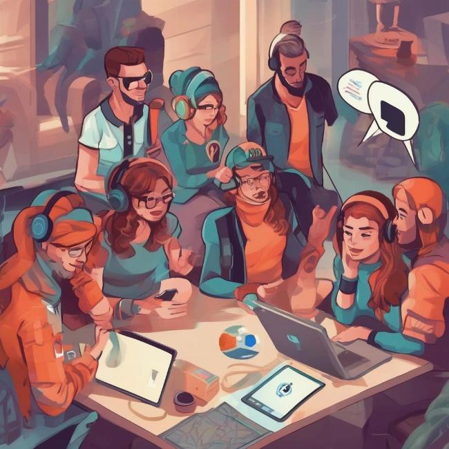 Một nhóm người chơi game mobile đang thảo luận chiến thuật cùng nhau trên diễn đàn